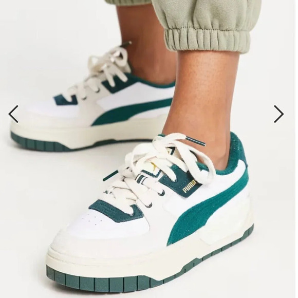 Puma Cali Dream Ivy League Terry Sneaker White Green Size 7 - Picture 2 of 13